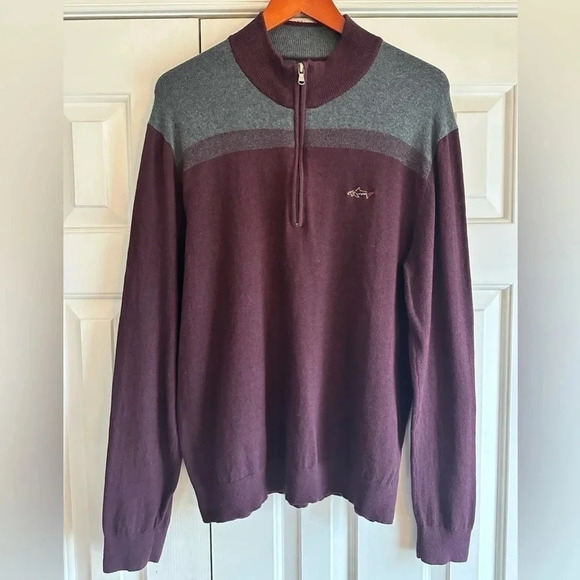 Greg Norman 1/4 Zip men’s sweater Burgundy retro look size M - Picture 3 of 5